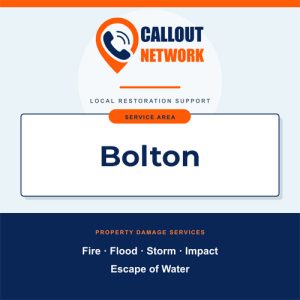 Callout Network are your trusted insurance approved building contractors for Fire and Flood Restoration Bolton. We specialise in fire, flood, impact, escape of water, and storm damage restoration.