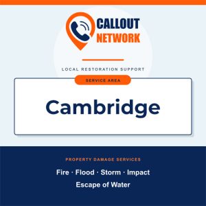 Callout Network are your trusted insurance approved building contractors for Fire and Flood Restoration Cambridge. We specialise in fire, flood, impact, escape of water, and storm damage restoration.