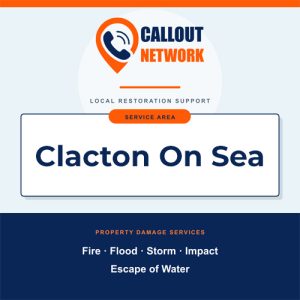 Callout Network are your trusted insurance approved building contractors for Fire and Flood Restoration Clacton On Sea. We specialise in fire, flood, impact, escape of water, and storm damage restoration.