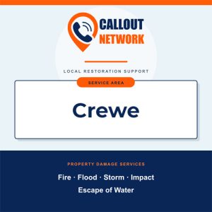 Callout Network are your trusted insurance approved building contractors for Fire and Flood Restoration Crewe. We specialise in fire, flood, impact, escape of water, and storm damage restoration.