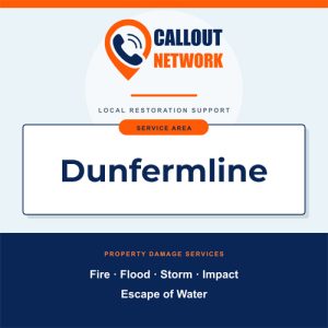 Callout Network are your trusted insurance approved building contractors for Fire and Flood Restoration Dunfermline. We specialise in fire, flood, impact, escape of water, and storm damage restoration.
