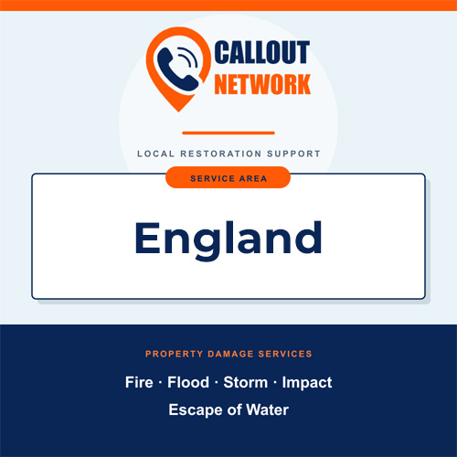 Callout Network are your trusted insurance approved building contractors for England, specialising in fire, flood, impact, escape of water, and storm damage restoration.