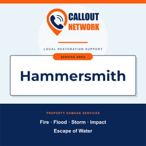 Callout Network are your trusted insurance approved building contractors for Fire and Flood Restoration Hammersmith. We specialise in fire, flood, impact, escape of water, and storm damage restoration.