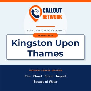Callout Network are your trusted insurance approved building contractors for Kingston Upon Thames. We specialise in fire, flood, impact, escape of water, and storm damage restoration.