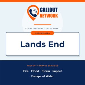 Callout Network are your trusted insurance approved building contractors for Lands End. We specialise in fire, flood, impact, escape of water, and storm damage restoration.