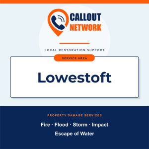 Callout Network are your trusted insurance approved building contractors for Lowestoft. We specialise in fire, flood, impact, escape of water, and storm damage restoration.