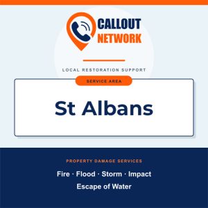 ISN Local St Albans graphic for fire, flood, storm, impact and escape of water restoration