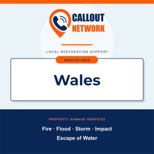 Callout Network are your trusted insurance approved building contractors for Wales, specialising in fire, flood, impact, escape of water, and storm damage restoration.